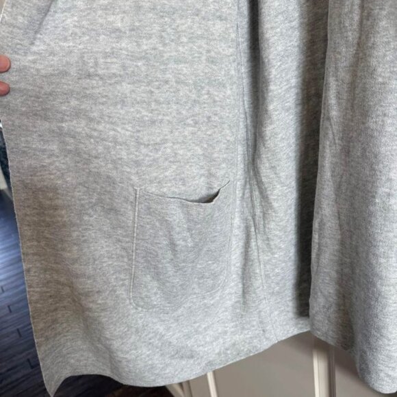 Women’s Loft Long Gray and White Striped Cardigan Sweater with Pockets-Size‎ L - Picture 4 of 6